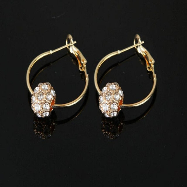 Anting Fashion Austrian Crystal Ball Gold/Silver Earrings High Quality Earrings For Woman Party Wedding Jewelry Boucle D'oreille Femme