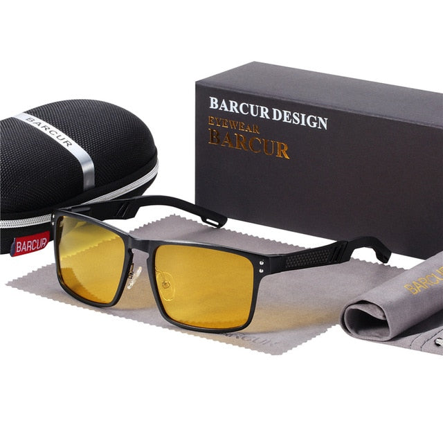 BARCUR Trending Styles Aluminium Magnesium Glass Square Men Sunglasses Polarized Sun glasses for Men Sport Eyewear Oculos de sol
