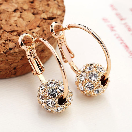 Anting Fashion Austrian Crystal Ball Gold/Silver Earrings High Quality Earrings For Woman Party Wedding Jewelry Boucle D'oreille Femme