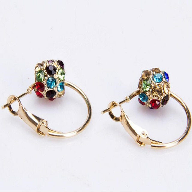 Anting Fashion Austrian Crystal Ball Gold/Silver Earrings High Quality Earrings For Woman Party Wedding Jewelry Boucle D'oreille Femme