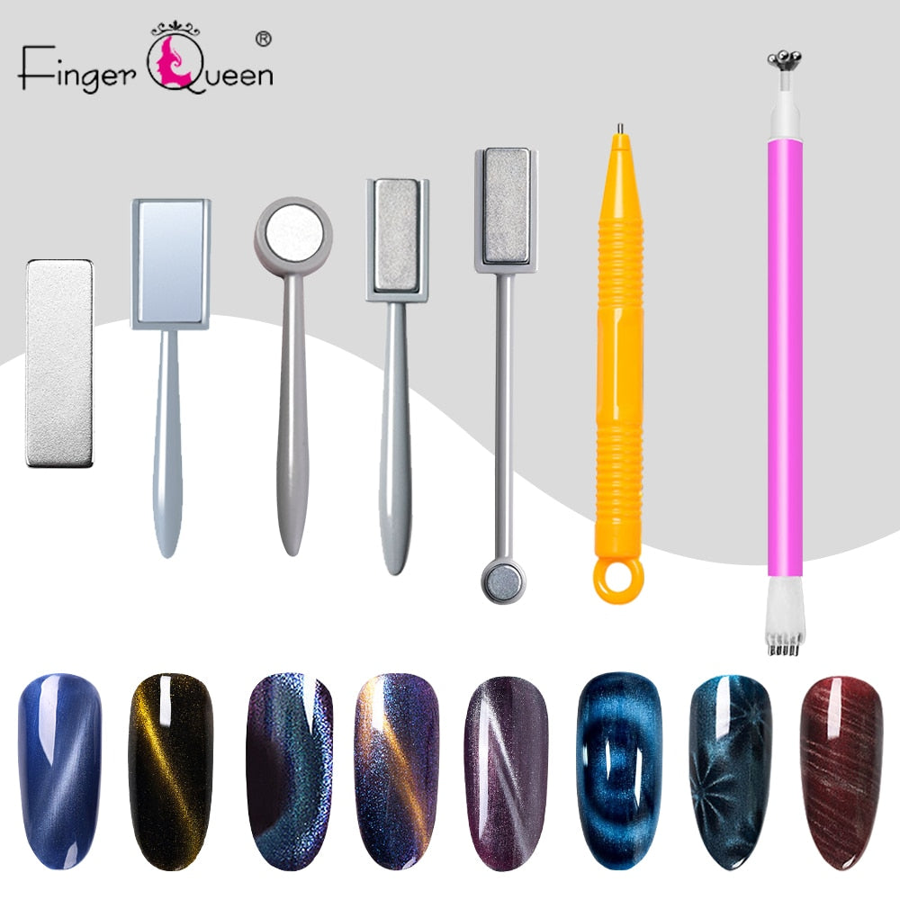 Fingerqueen Magnet Board UV Cat Eyes Pencil for UV Painting Gel Nail Polish Strong Magnetic Nail Stick Manicure Nail Art Tool