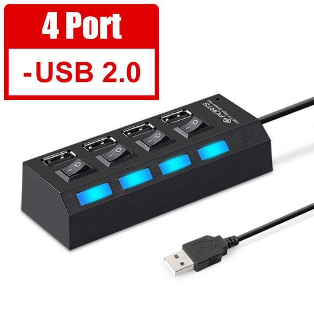 USB 3.0 HUB 2.0 HUB Multi USB Splitter 4/7 Port Expander Multiple USB 3 Hab Use Power Adapter USB3.0 Hub with Switch For PC