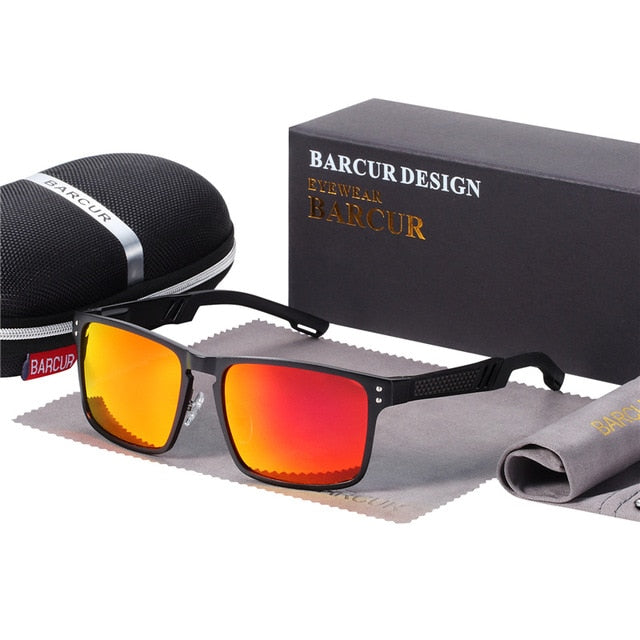 BARCUR Trending Styles Aluminium Magnesium Glass Square Men Sunglasses Polarized Sun glasses for Men Sport Eyewear Oculos de sol