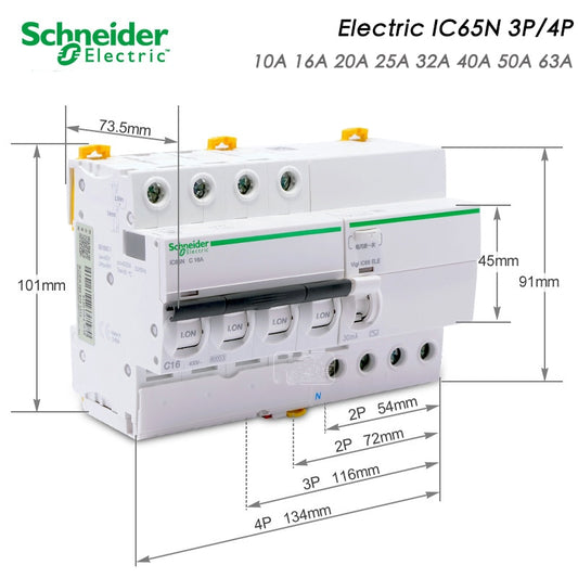 Schneider Electric VIGI IC65N Circuit Breaker Electric leakage protection 3P 4P 32A 40A 63A  AC add on residual current device